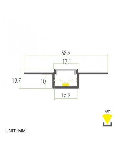 Trimless Plaster-in PMMA LED Aluminium Profile 2 meters