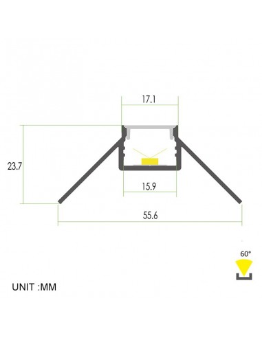 Plaster-in Aluminium LED Profile 2 meters for external corner